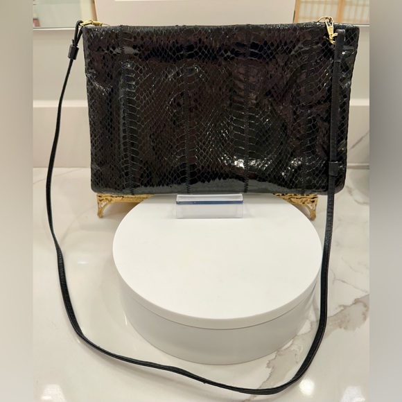 Vintage Robinson’s Black Snakeskin Patterned Leather Bag - EUC - Picture 3 of 12